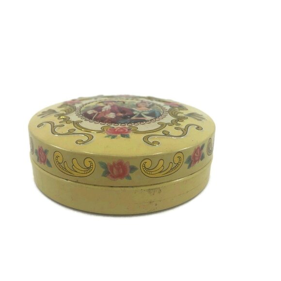 Vintage Tin Barat Ware Miniature Container Made in England Edwardian Couple 3" - Picture 2 of 8